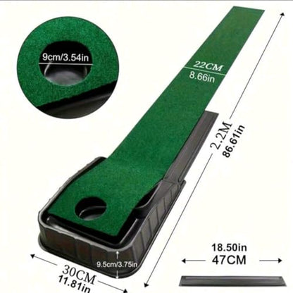 Luxury Indoor Putting Green Set with Golden Ball – Roll‑Up Practice Mat & Portable Cup Base – Perfect Golf Gift for Men, Women & Beginners, Indoor Putting Green, Portable Golf Putting mat.