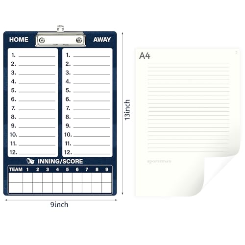 WISYOK Double-Sided Dry Erase Baseball Clipboard for Coaches, Baseball Coaching Lineup Board with Marker Deep Blue - style: Baseball Deep Blue