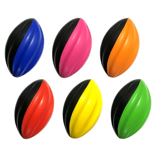 Mini Football Pack - 5” Spiral Small Foam Footballs for Kids (Red, Yellow, Blue, Pink, Orange, Green)