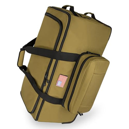 150L Large Rolling Duffle Bag with Wheels, Heavy Duty 32'' Tri-Wheel Gear Hauler for Camping,Moving Sports Equipment,Military & Airline Checked Bag Approved,Khaki - color: Khaki