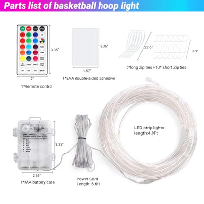 LED Basketball Hoop Light, RGB Remote Control Basketball Rim Lights Accessories, Waterproof Super Bright LED Light to Play Outdoor at Night Training for Outdoor Gifts