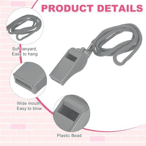 Whistles with Lanyard, Training Sports -Fitting for (Coaches/Referee/Outsides/Team Events) - color: Gray