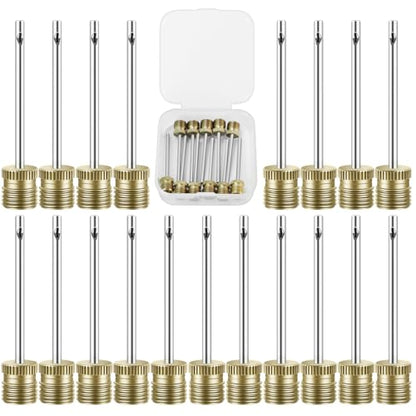 20 Pack Brass Ball Pump Needles with Storage Case - Heavy Duty No Break Air Pump Needles for Basketball - color: 20 Pack