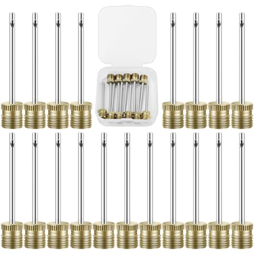 20 Pack Brass Ball Pump Needles with Storage Case - Heavy Duty No Break Air Pump Needles for Basketball - color: 20 Pack