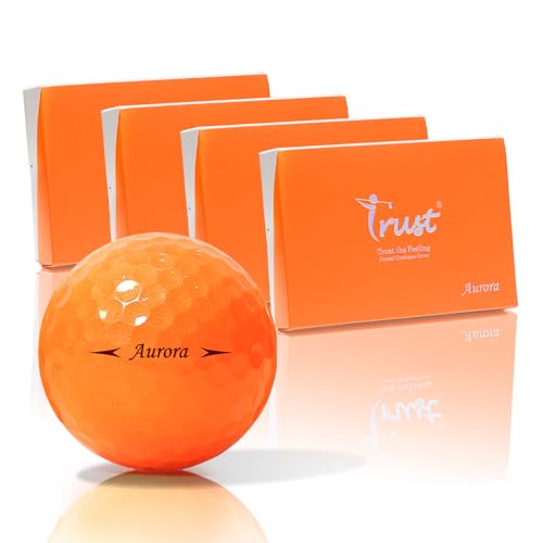 Trust Golf Balls - Aurora & Rosa Crystal Urethane Series | Eye-Catching & Easy to Spot | Maximum Distance, Soft Feel, Straight Flight, & Greenside Control | Blue, Orange, Pink, Yellow | 12 or 48 Balls - color: Aurora-Orange-4 Dozen- 48 Balls