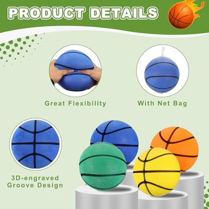 Silent Basketball, Quiet Basketball High Density Foam No Noise Sculpted Groove Bouncing Ball with Net Bag - color: Blue, size: 9.4 Inch