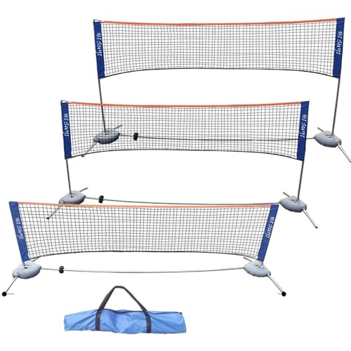 Portable Height Adjustable Badminton Volleyball Tennis Net Set Multi-Purpose Sports Equipment with Poles Stand and Carry Bag for Kids Adult Outdoor Exercise - color: 6.1m/20ft