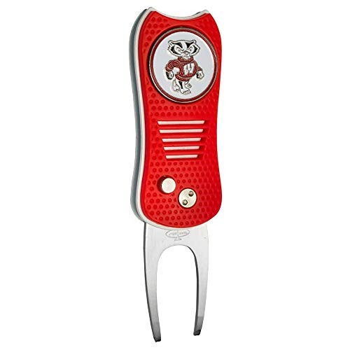 Switchblade Divot Repair Tool with Logo Printed Removable Magnetic Ball Marker-Best Divot Fixer - style: Wisconsin Badgers