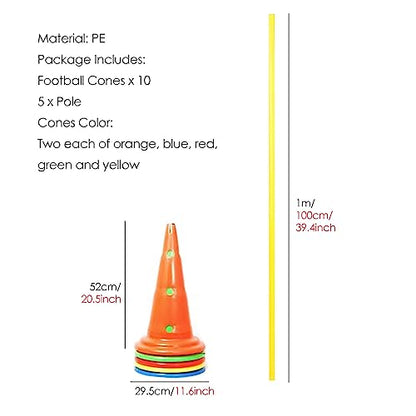 YXXSDP Professional Hurdle Cone Set, Adjustable Training Cones and Agility Poles, Multi-Sports Practice Equipment for Kids Pets Adult