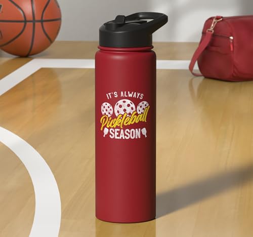 Funny Pickleball Pun Paddle I Might Have A Dinking Problem Stainless Steel Insulated Water Bottle - color: Red