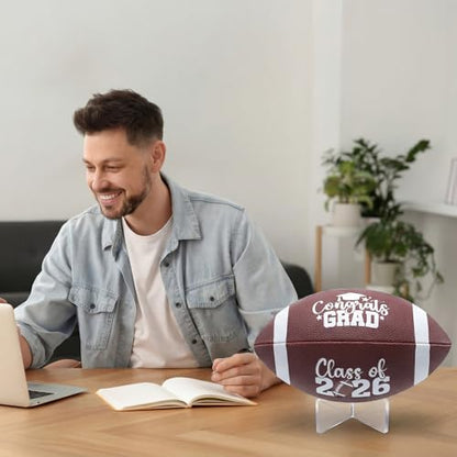 4 Pcs Autograph Football Soccer Gift Blank Signature Official Size Footballs Gifts with Acrylic Stand and Signature Pen Pump Two Tone Panels for Coach Gifts Anniversary Birthday - style: Graduation