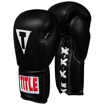 Title Classic Leather Lace Training Gloves 2.0 - Lace Up Boxing Glove, Boxing Competition Gloves, Boxing Sparring Gloves, Boxing Training Gloves, Boxing Bag Gloves, Boxing Gloves - color: Black, size: 14 oz