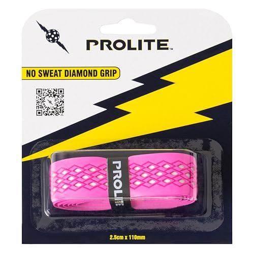 No-Sweat Diamond Grip for Pickleball Paddles, Tennis, Racquetball - color: Neon Pink w/ White Underlay, size: 2-Pack