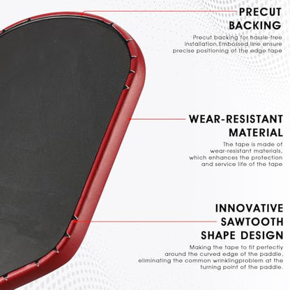 PICKLETECH Pickleball Paddle Protection Tape - Paddle Head Edge Guard - Racket Edge Protection Tape -Fit Perfectly Curved Edge -No Wrinkling - color: Burgundy, size: Width 20mm