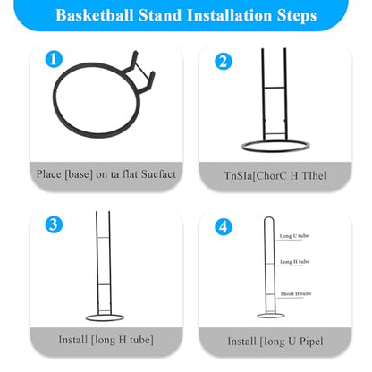 2024 New Ball Storage Rack，4 Tier Cube Ball Storage Holder，Basketball Football Holder Carbon Steel Heavy Duty Basketball Stand Painted Nail-Free Multi-Purpose Vertical Ball Rack