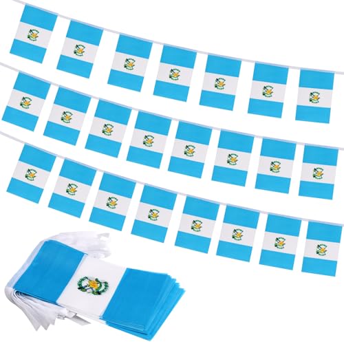 Guatemala Flag Banner, Small Mini Guatemalan Flags Patriotic Decoration for Party, Classroom, Sports Events, 33 Feet 30 Flags - color: Guatemala