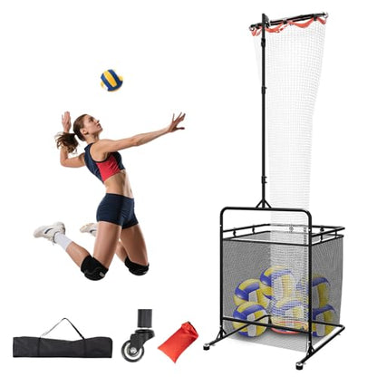 Volleyball Setter Training Equipment Volleyball Setter Training Net with Ball Collection Net – Adjustable Setting Trainer (6 Angles) with 2 Target Hoops, Sandbags & Suction Cups for Indoor/Outdoor