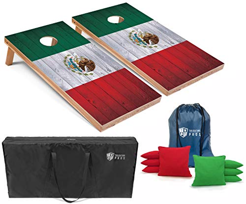 Tailgating Pros Regulation Flag Cornhole Board Sets Includes 8 Bean Bags and Carrying Totes 4'x2' Flag Toss Game Several Corn Hole Board Designs to Choose from! - color: Mexico Flag