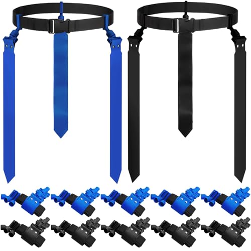 Hungdao 10/12 Players Flag Football Belts and Flags Adjustable Football Belts for Kids Teens Adults Team Training Sport Event - color: Blue,black