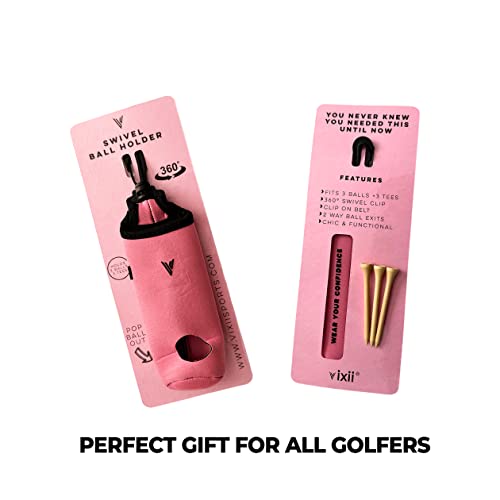 Golf Ball and Tee Holder - Holds 3 Golf Balls and 3 Tees, Soft Carry Bag Pouch with Secure 360° Swivel Keychain Belt Clip Hook, Gift Accessories for Golfers and Women’s Birthdays - color: Black