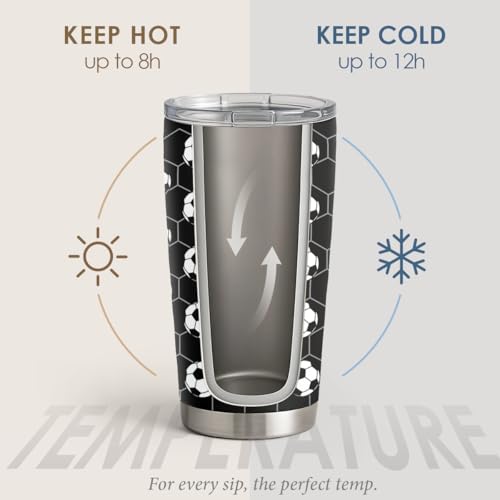 SANDJEST Soccer Stainless Steel Tumbler 20oz, Insulated Travel Coffee Cup, Sport Tumblers Gifts for Soccer Lovers, Men Women, Coach, Birthday, Christmas - color: Soccer 1