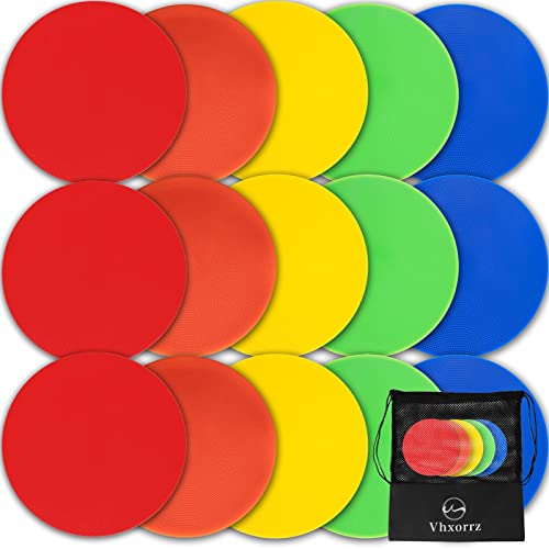 4 inch/9 Inch Colored Poly Spot Marker 12 Pcs, Non-Slip Rubber Agility Markers Flat Field Cones Floor Dots for Football, Basketball Training Markers, Dance Practice and Drills with Flat Cones Points