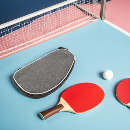Ciieeo 2pcs Table Tennis Racket Storage Bag with Paddle Cover and Ball Holder, Portable Grey Shell Case for Ping Pong Paddle Protection and Sports Travel Organizer