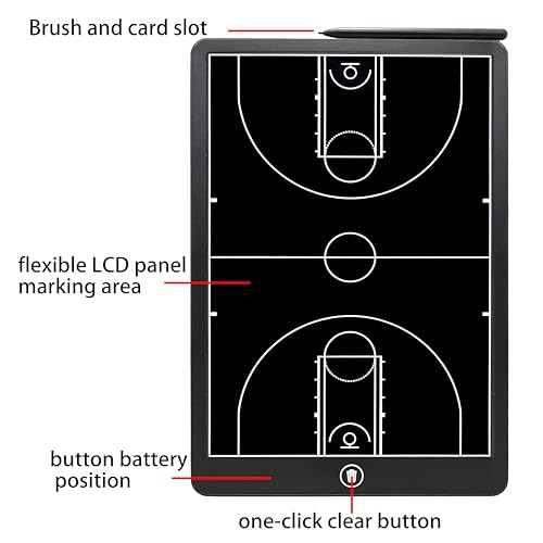 Basketball Coaching Board, 16 Inch LCD Coach Clipboard, Basketball Marker Training Equipment Accessories with Pen
