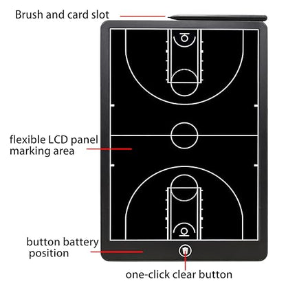 Basketball Coaching Board, 16 Inch LCD Coach Clipboard, Basketball Marker Training Equipment Accessories with Pen