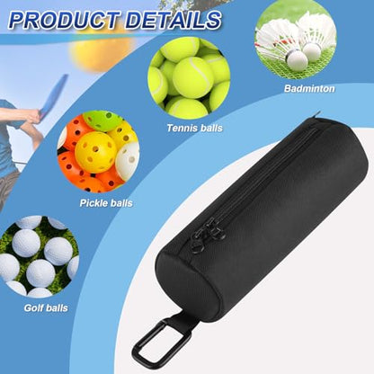 Cosmos Pickleball Ball Holder, Portable Carrying Storage Bag with Hook, Travel Accessory Pouch Holds 3 Pickleball Balls - color: Black