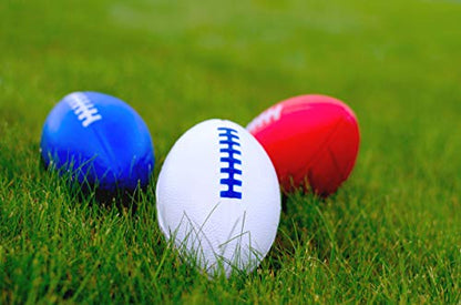 Foam Kids Football - 7.25' Small, Soft Football - Toddler Mini 3 Pack - color: 1-Red, 1-White, 1-Blue