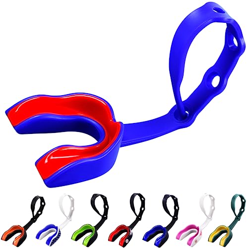 Oral Mart Strapped Mouth Guard for Football, Lacrosse, Ice Hockey, Taekwondo (USA Flag, Fangs, 15+ Colors to Choose from) - Sports Mouthguard with Fixed Strap (Strapped, Youth or Adult) - color: Super Kid, size: Youth (Age 12 & Below)