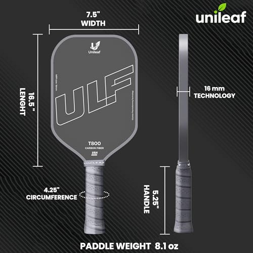 Pickleball Paddles,T800 Carbon Fiber 16mm MPP Foam Core Thermoformed Racket, Shock Absorbing Large Sweet Spot for Seniors Adults Intermediate Players,Premium Gift Set with 12-Month Warranty