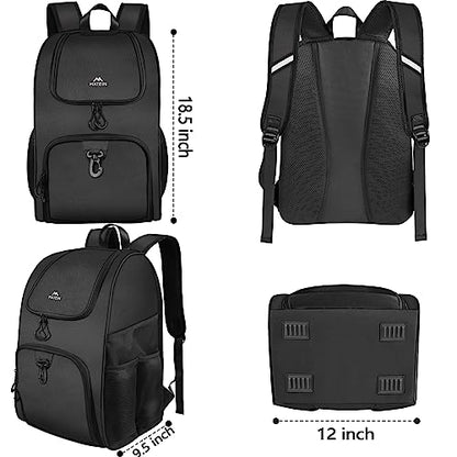 MATEIN Basketball Bag, Sturdy Soccer Bag with Ball Holder & Shoe Compartment, Large Basketball Backpack for Training Equipment, Water Resistant Sports Ball Backpack Fits Volleyball Football, Colorful - color: Black