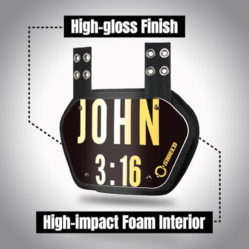 O Shield Golden Cross Chrome Football Back Plate, Lower Back Pads for Football Players, Rear Protector, Cross Series - size: Adult (Weight more than 180 Pounds), style: John 3:16 Black