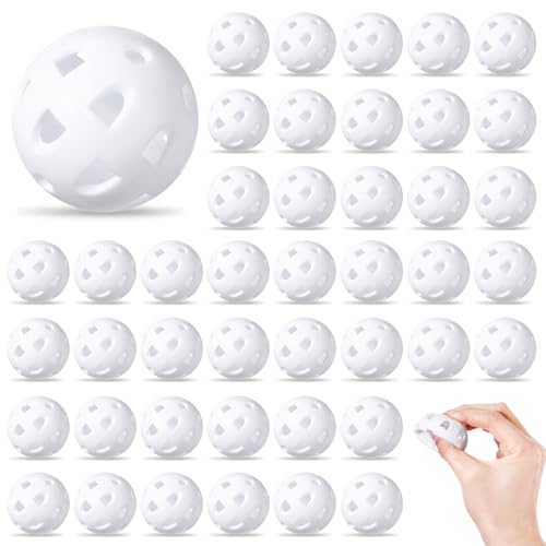Junkin 50 Pack Practice Golf Balls Limited Flight Plastic Impact Golf Balls 1.65 Inch Hollow Soft Training Resistant EVA Foam Realistic Feel for Indoor Outdoor Swing Training - color: White