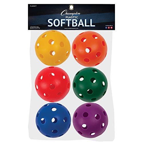 Champion Sports 12" Hollow Plastic Softball Set - Practice Softballs - Regulation Size Balls - Fun for All Ages