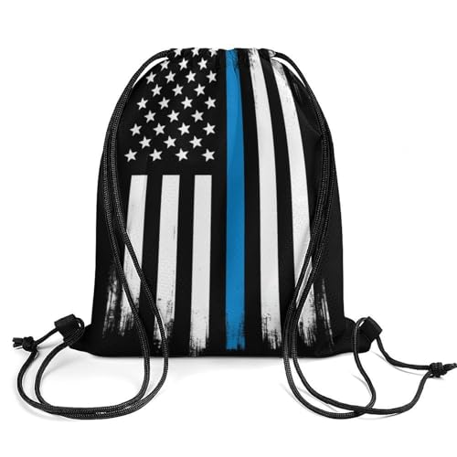 Travel Drawstring Backpack Beam Bag Large Capacity for Volleyball Baseball Sports Equipment Men Women Unisex, American Thin Blue Line Flag Day Bags - color: Picture (621)