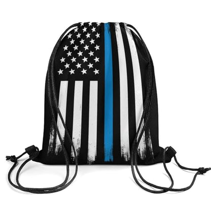 Travel Drawstring Backpack Beam Bag Large Capacity for Volleyball Baseball Sports Equipment Men Women Unisex, American Thin Blue Line Flag Day Bags - color: Picture (621)
