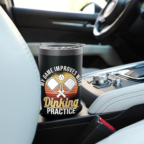 Game Improves With Dinking Practice Funny Pickleball Player Stainless Steel Insulated Tumbler