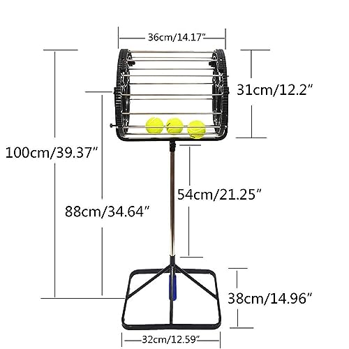 2 in 1 Tennis Ball Picker, 55 Large Capacity Stainless Steel Balls Receiver Pick Up Rollers Tool Tennis Ball Picker Saver Grabber Black Automatic Tennis Ball Pick Up Hopper
