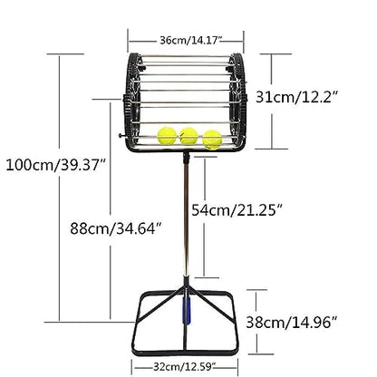 2 in 1 Tennis Ball Picker, 55 Large Capacity Stainless Steel Balls Receiver Pick Up Rollers Tool Tennis Ball Picker Saver Grabber Black Automatic Tennis Ball Pick Up Hopper