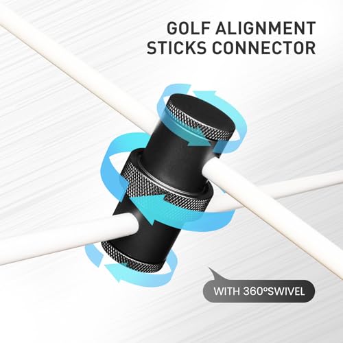 FINGER TEN Golf Alignment Sticks Rods Swing Trainer Tools 43 Inch 2 Or 3 Pack, Fits in Golf Bag Tour Stickers Practice Training Aid - color: Black Connector Without Sticks