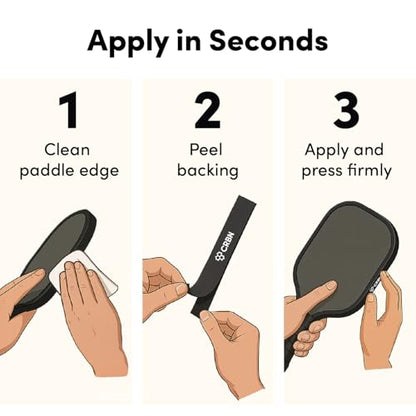 CRBN Pickleball - Pickleball Protective Edge Guard Tape - color: Black, size: 16mm