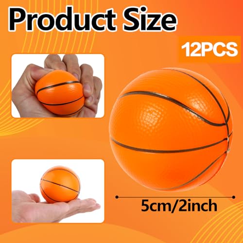 12-Pack Mini Basketball Stress Balls 2 Inch Soft Foam Squeeze Basketballs Ball Small Sport Theme Ball Basketball Party Favors for Kids ,Decor, ,Gifts & Anxiety Relief School Rewards…