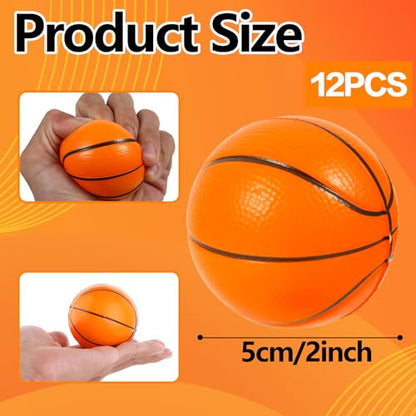 12-Pack Mini Basketball Stress Balls 2 Inch Soft Foam Squeeze Basketballs Ball Small Sport Theme Ball Basketball Party Favors for Kids ,Decor, ,Gifts & Anxiety Relief School Rewards…