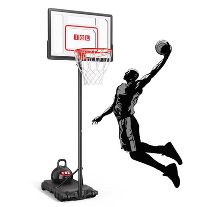 IGL Kids Basketball Hoop Outdoor Adjustable, 33 Inch Portable Basketball Goal with PC Backboard, Fillable Base & 40 lb Weight Ball for Backyard & Driveway - color: Red-Standard