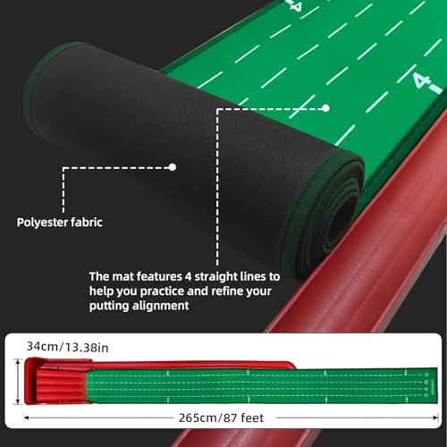 Crestgolf Professional Golf Practice Mat with Physical Feedback System – Engineer-Grade Composite, Automatic Ball Return,8 feet Suitable for Indoor Practice of Putting(Putting Green Golf Game Gift)