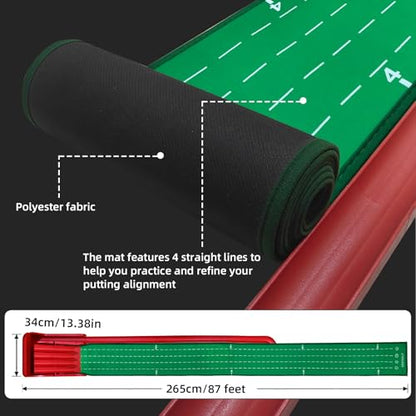 Crestgolf Professional Golf Practice Mat with Physical Feedback System – Engineer-Grade Composite, Automatic Ball Return,8 feet Suitable for Indoor Practice of Putting(Putting Green Golf Game Gift)
