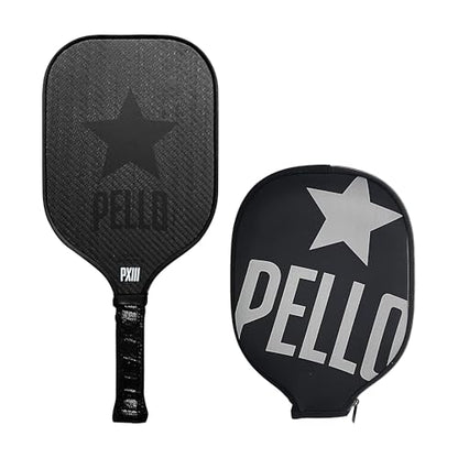 PELLO Carbon Fiber Pickleball Paddles | USA Pickleball Approved | Professional Polypropylene Honeycomb Core | Perfect Balance of Power & Control | Pickle Ball Racquet with Neoprene Case - style: PXIII Black